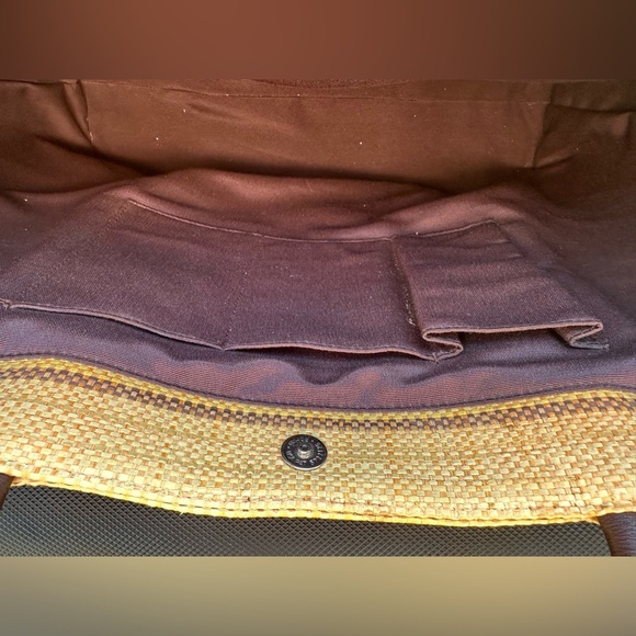 Talbots Tri-Color Paper Straw Tote Shoulder Bag Snap Closure 17” X 13.5” X 11.5” - Picture 7 of 12